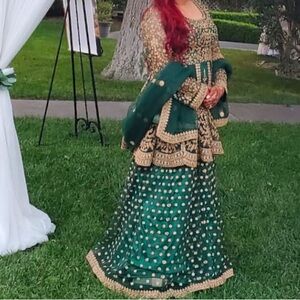 Green Peplum lengha